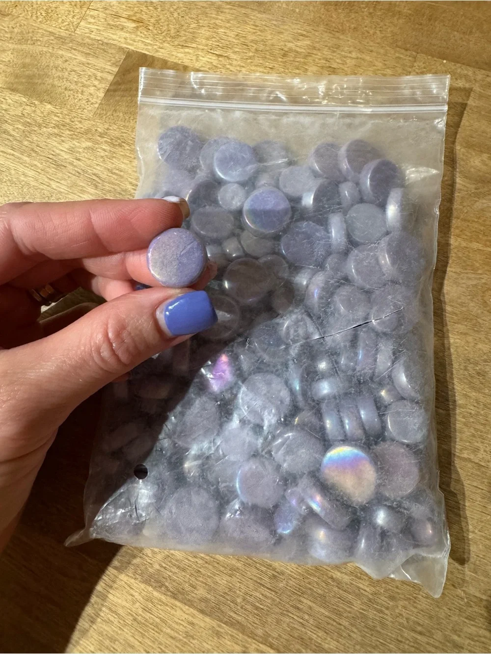 Lot of Iridescent Lavender Round Mosaic Tiles